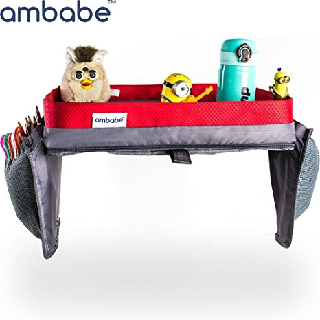 Ambabe Kids - Travel Lap Tray for Any Car Seat Organizer - Upgraded Portable Accessory with Sturdy Edges - Must Have for Children Activity at Any Trip