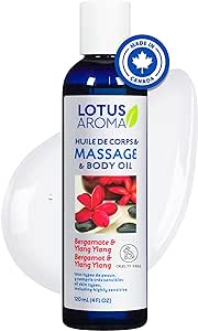 Lotus Aroma Premium Grade Bergamot & Ylang Ylang Massage Oil - 100% Plant-Based, Natural Aromatherapy Oil, Stain-Free Huile Massage, Massage Oils For Massage Therapy (120ml)