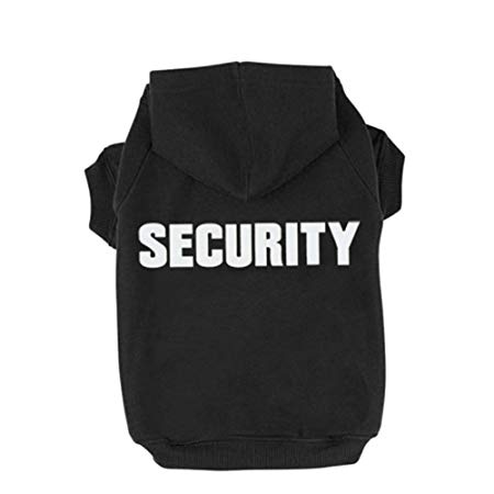 Rdc Pet Dog Hoodies Security Printed, Apparel Dog Sweatshirt Warm Sweater, Cotton Jacket Coat for Small Dog & Medium Dog & Cat (Black)