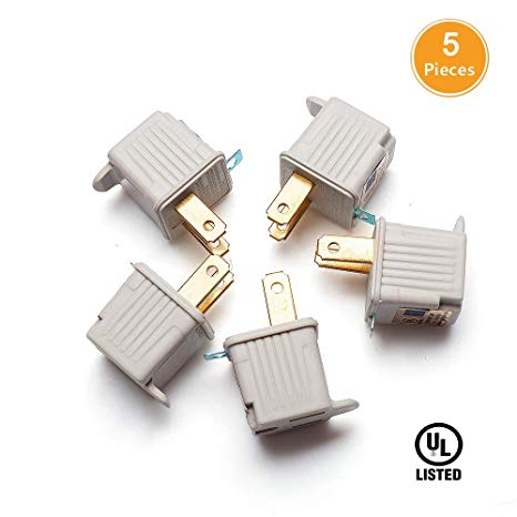 TENINYU Grounded Adapter 3-Prong to 2-Prong Outlet Converter (5 Pack) - 3 Pin to 2 Pin Plug Socket Adapter Extension for Electrical Cord, Household, Workshops, Industrial, Machinery-White