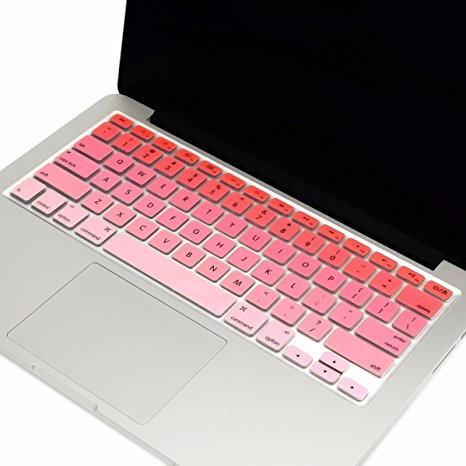 TOP CASE - Faded Ombre Series Keyboard Cover Skin for Macbook 13" Unibody/Old Generation Macbook Pro 13" 15" 17" with or without Retina Display/Macbook Air 13"/Wireless Keyboard-Pink&White