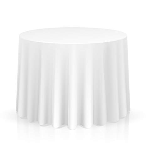Lann's Linens - 132" Round Premium Tablecloth for Wedding / Banquet / Restaurant - Polyester Fabric Table Cloth - White