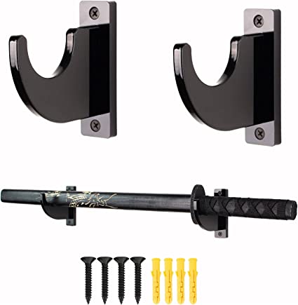 WANLIAN Lightsaber Wall Mount Bracket, Horizontal Display Piece Stand for any Lightsaber, Knife. ( 1 pair Black )