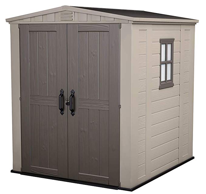 KETER Factor 6x6 Resin Outdoor Storage Shed, Beige/Brown