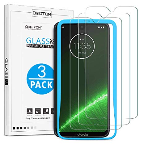 OMOTON [3 Pack Screen Protector Compatible with Moto G7/Moto G7 Plus, Tempered Glass with [2.5D Round Edge][9H Hardness][Bubble Free][Crystal Clear] [Scratch-Resistance]