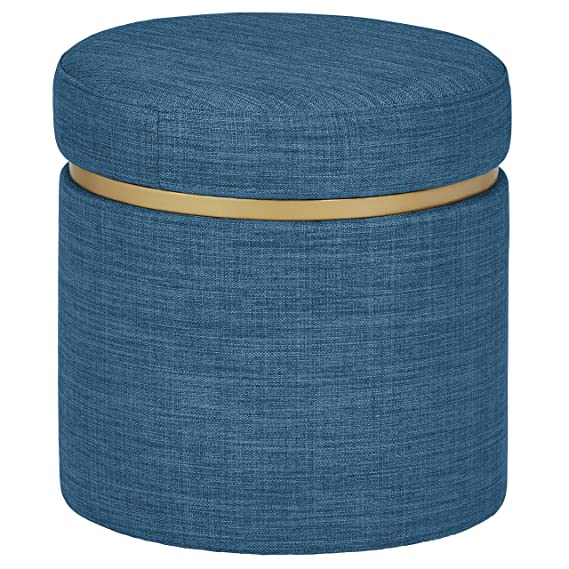 Rivet Asher Modern Storage Ottoman, 15.75"W, Fabric, Navy