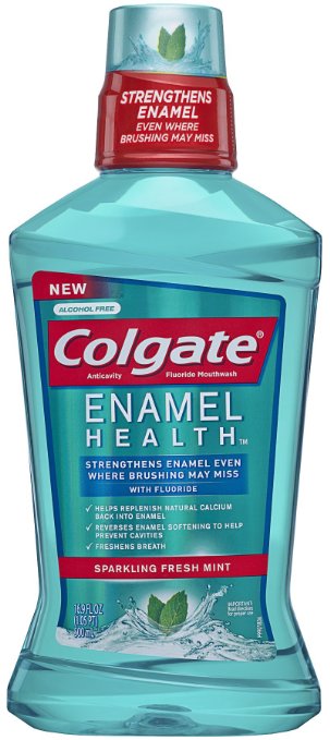 Colgate Enamel Health Anticavity Fluoride Sparkling Fresh Mint Mouthwash, 16.9 Ounce