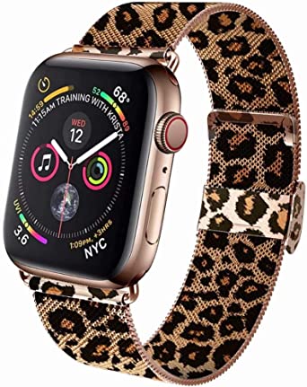 GBPOOT Band Compatible with Watch Band 38mm 40mm 42mm 44mm, Wristband Loop Replacement Band for Iwatch Series 6/SE/5/4/3/2/1,Leopard ,38mm/40mm