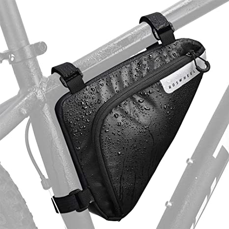 AutoWT Bike Frame Bag, Bicycle Triangle Bag Front Tube Water Resistant Cycling Pack Strap-On Saddle Pouch Storage Bag for Mini Bike Pumps Repair Tools Road Mountain Bike(1.5L)