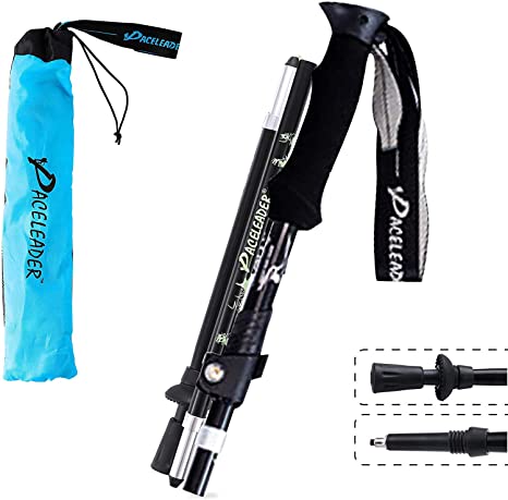 pys Tri-Fold Trekking Poles, Best Lightweight Collapsible Aluminum Hiking Pole, Adjustable Walking Sticks with Shock Absorbent, for Backpacking, 1Pcs