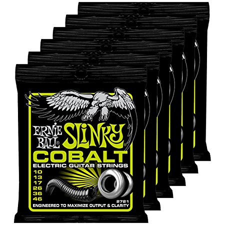 6 Sets of Ernie Ball Cobalt Regular Slinky 2721 Electric Guitar Strings 10-46