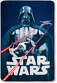 Jay Franco Star Wars Classic Vintage Logo Blanket, Blue