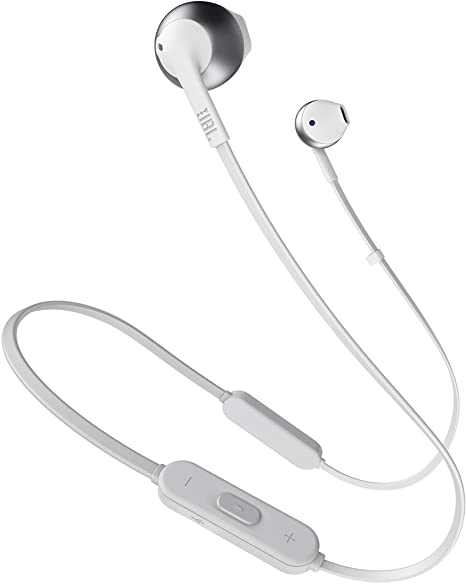 JBL Tune 205BT Wireless In-Ear Bluetooth Headphones with 3-Button Remote/Mic and up to 6 Hours of Playtime - Silver