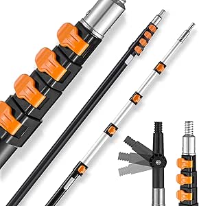 VEVOR Telescopic Extension Pole, 7-30 FT Multi-Purpose Extension Pole, Sturdy Aluminum Alloy Paint Extendable Pole with Flip-Lock Design, Telescopic Pole for Painting, Dusting and Cleaning