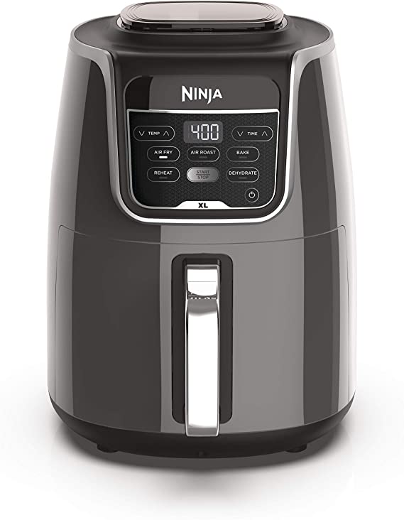 Ninja AF150AMZ Air Fryer XL that Air Fry's, Air Roast's , Bakes, Reheats, Dehydrates with 5.5 Quart Capacity, and a high gloss finish, grey