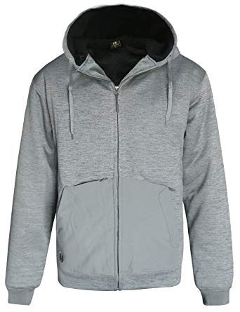 HARD LAND Men’s Heavyweight Sherpa Lined Full Zip Up Hoodie Hooded Sweatshirt Winter Fleece Jacket