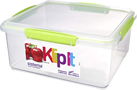 Sistema 5 Litre Polyproplene Clips and Seals, Lime/ Aqua/ Purple/ White