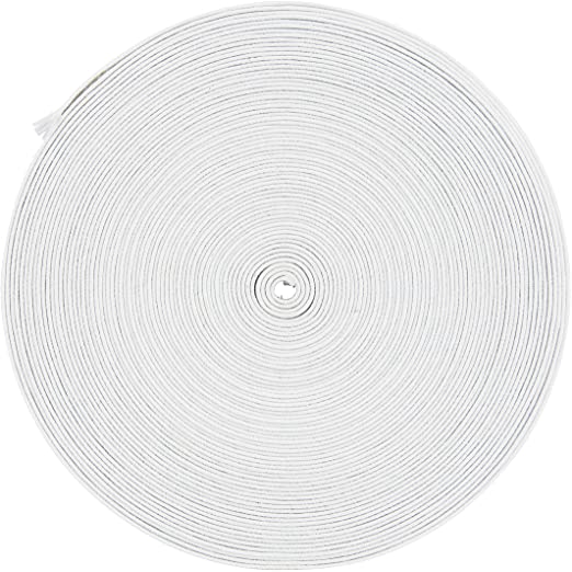 ALOOK 20-Yard Elastic for Sewing mask, 1/4 inches Elastic Cord for mask Ear Loop(White)