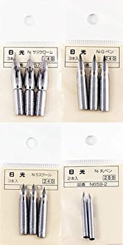 Nikko Manga Pen 4 Type Nibs Set, N-GPen×3pc N-MaruPen×2pc N-SchoolPen×3pc N-SajiPen×3pc, Storage Pack and Anti Rust Paper included