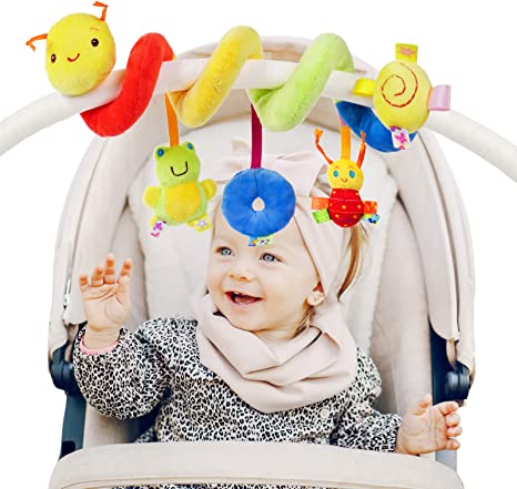 Vicloon Pram Toys, Baby Crib Spiral Toy Spiral Pram Toy, Baby Crib Hanging Rattles Toys, Wrap Around Pushchair Stroller/Car Seat/Crib Sensory Early Education Play Toy for Toddler Infant Boys Girls