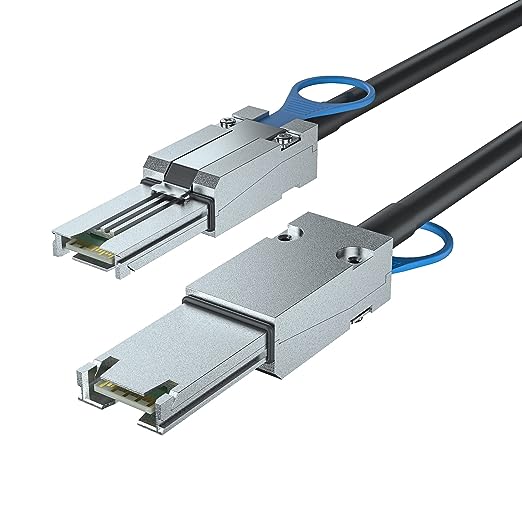 SFF-8088 to SFF-8088 External Mini SAS HD Cable, 3G/6Gbps SAS2.0 26Pin Hybrid Cable Attached SCSI for Raid Systems, DAS, External Storage Systems and Servers, 100-Ohm, 0.5-m(1.6ft)