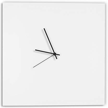 Modern White Clock 'Whiteout Black Square Clock' Minimalist Metal Wall Clocks, Contemporary Decor - 16in. White w/Black Hands