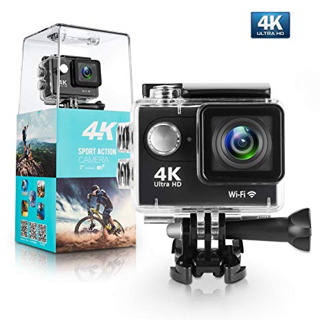Action Camera,Bekhic 4K WiFi Ultra HD Waterproof DV Camcorder 12MP 170 Degree Wide Angle, Including Waterproof Case and Full Accessories Kits (Upgraded Version)