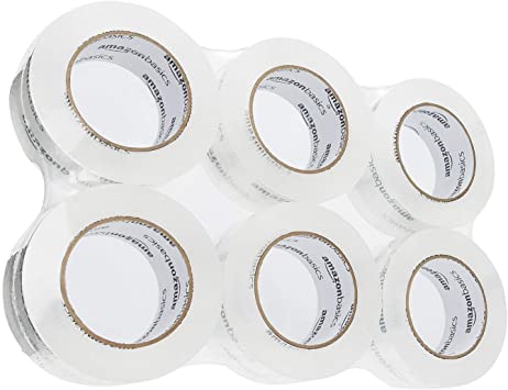 AmazonBasics Moving and Storage Packing Tape, 1.88"W x 109 Yards, Crystal Clear, 6-Pack