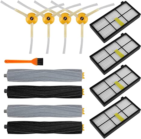 Doitby Replacement Parts for iRobot Roomba 800 900 Series 980 960 890 880 871 870 860 805 Vacuum Cleaner, Replenishment Kit with 2 Set of Debris Extractors 4 Filters 4 Side Brushes & Screws