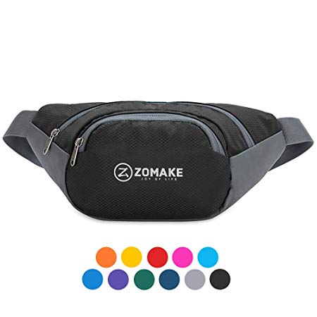 ZOMAKE Fanny Pack Water Resistant Waist Bag Hip Bum Bag for Men and Women, Large Compartment with Adjustable Strap for Outdoors Workout Traveling Casual Running Hiking Cycling