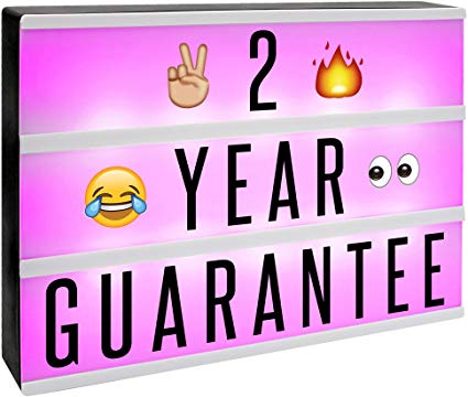 A4 Cinematic Colour Change Lightbox | 205 Letters & Emoji | Multicoloured LED Remote Controlled Light Up Box Sign | Battery or USB Powered | Pukkr
