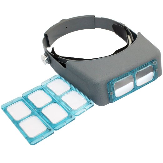 Skyzonal Headband Magnifier Jewelry Visor Opitcal Glass Binocular Magnifier With Lens -1.5X 2X 2.5X 3.5x Magnification, 4" Focal Length