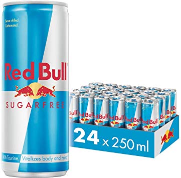 Red Bull Energy Drink Sugar Free 24 Pack of 250 ml, Sugarfree