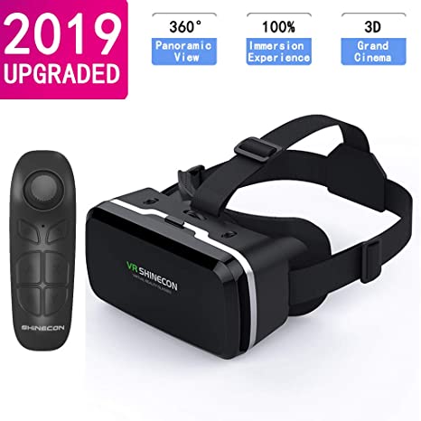 HD Virtual Reality Headset w/Controller/Gamepad,VR Headsets for iPhone/Android,3D VR Glasses for TV, Movies & Video Games-VR Goggles Compatible with iOS, Android Phones