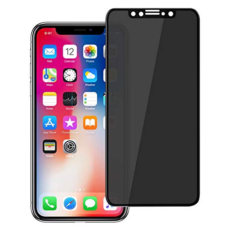 YCFlying iPhone Xs Max Screen Protector Privacy Anti-Spy Tempered Glass Screen Film 9H Hardness for iPhone Xs Max,Easy Install- Black(6.5in)