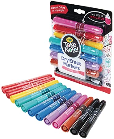 Crayola CYO586545 Take Note Dry Erase Markers - Assorted Color - Pack of 12