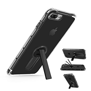 Newseego iPhone 7 Plus Case / iPhone 8 Plus Case With Kickstand, 360 Degree Rotatable Stand Slim-Fit Soft TPU Crystal Protective Clear Phone Case Cover for Apple iPhone 7/8 Plus-Black
