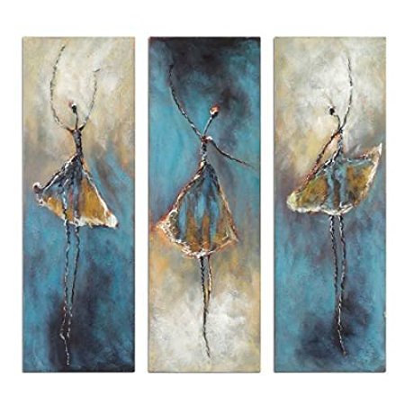 Santin Art-Ballerina-Paintings on Canvas Stretched and Framed Modern Abstract Wall Art Paintings for Wall Decorations Home Decorations (10x28inchx3pcs)