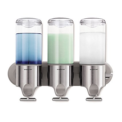 simplehuman Wall Mount Pumps, Stainless Steel, 444 ml - Triple