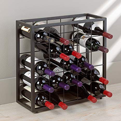 Wine Enthusiast Black Steel 25 Bottle Stackable Grid