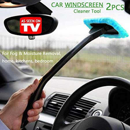 WINDSHIELD WONDER - Car Windscreen Cleaner Tools From Inside Window Glass Cleaning Tools Great for Fog & Moisture Removal (Light blue)
