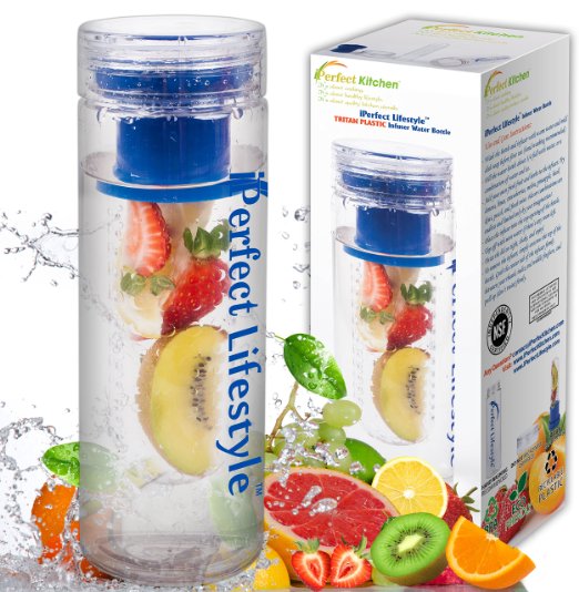 iPerfect Lifestyle Infuser Water Bottle - Made with Commercial Grade Tritan - Recipe Ebook INCLUDED