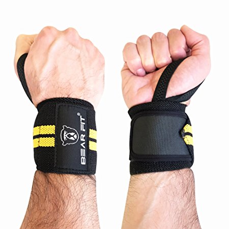 BEAR FIT - weight lifting wrist support wraps, one size fits all (sold in pairs)