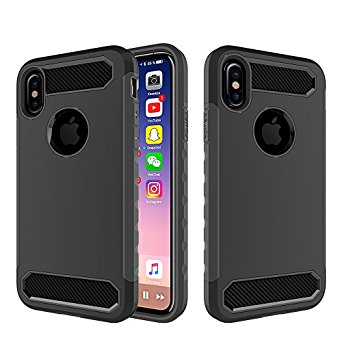iPhone X Case, iPhone 10 Case, Kuool Breeze Case with Military-Grade Certified Drop Protection [Support Wireless Charging] [Anti Scratch] Protective Case for Apple iPhone X [Black-02]