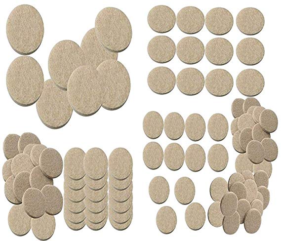 Nourish 100 Pieces Self Sticking Round Felt Pads Non-Skid Floor Protector (Cream, 1.5 x 1 x 0.75 Inch)