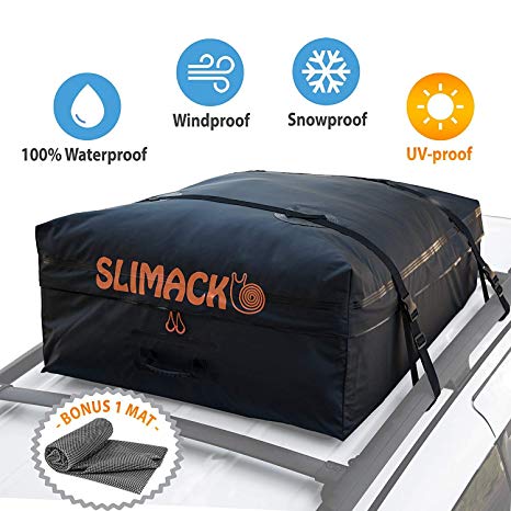 Rooftop Cargo Carrier Bag Waterproof Luggage Carrier For Cars Vans and SUVs Roof Top Storage Soft Cargo Bag Luggage Travel Bag With Protective Anti-Slip Mat and Straps 13.5 Cubic Feet