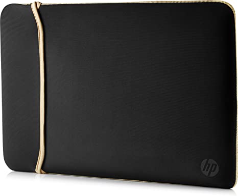 HP 14 Inch (35.5 cm) Black & Gold Reversible Neoprene Sleeve for Laptop/Chromebook/Mac