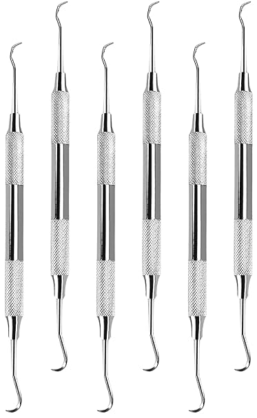 Utopia Care Professional Dental Tartar Scraper Tool - Dental Pick, Double Ended Tartar Remover for Teeth, Plaque Remover, Tooth Scraper (6.5 Inch, Silver, 6)