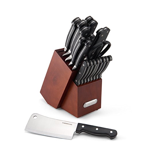 Farberware 21-Piece Classic Forged Triple Riveted Knife Block Set with Built-in Knife Sharpener