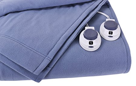 Soft Heat Luxury Micro-Fleece Low-Voltage Electric Heated King Size Blanket, Slate Blue